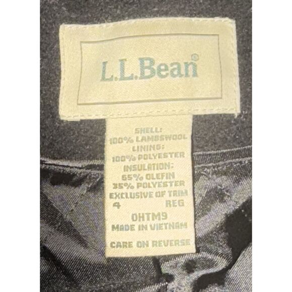 Vtg LLBean Wool Pea Coat Black Classic Double Breasted Button Thinsulate Women 4 - Picture 7 of 11